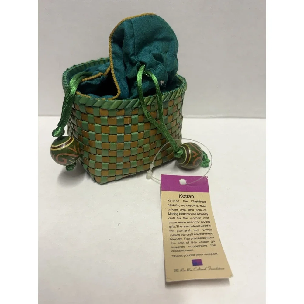 Kottan Basket hand woven Chettinad Palmyra leaf Indian Artesan handmade small